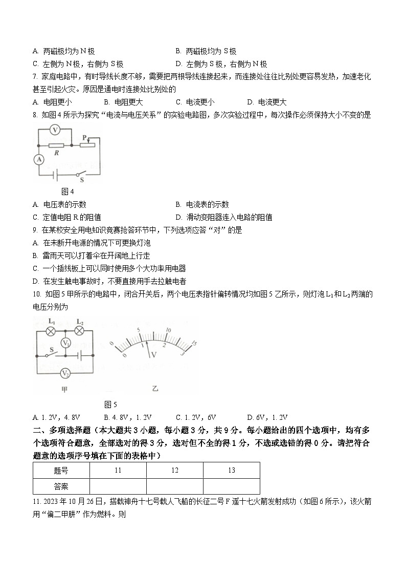 天津市宁河区2023-2024学年九年级上学期期末考试物理试题第2页