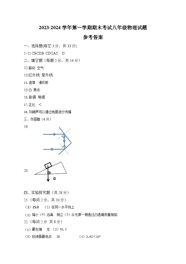 山东省东营市广饶县2023-2024学年八年级上学期1月期末物理试题01