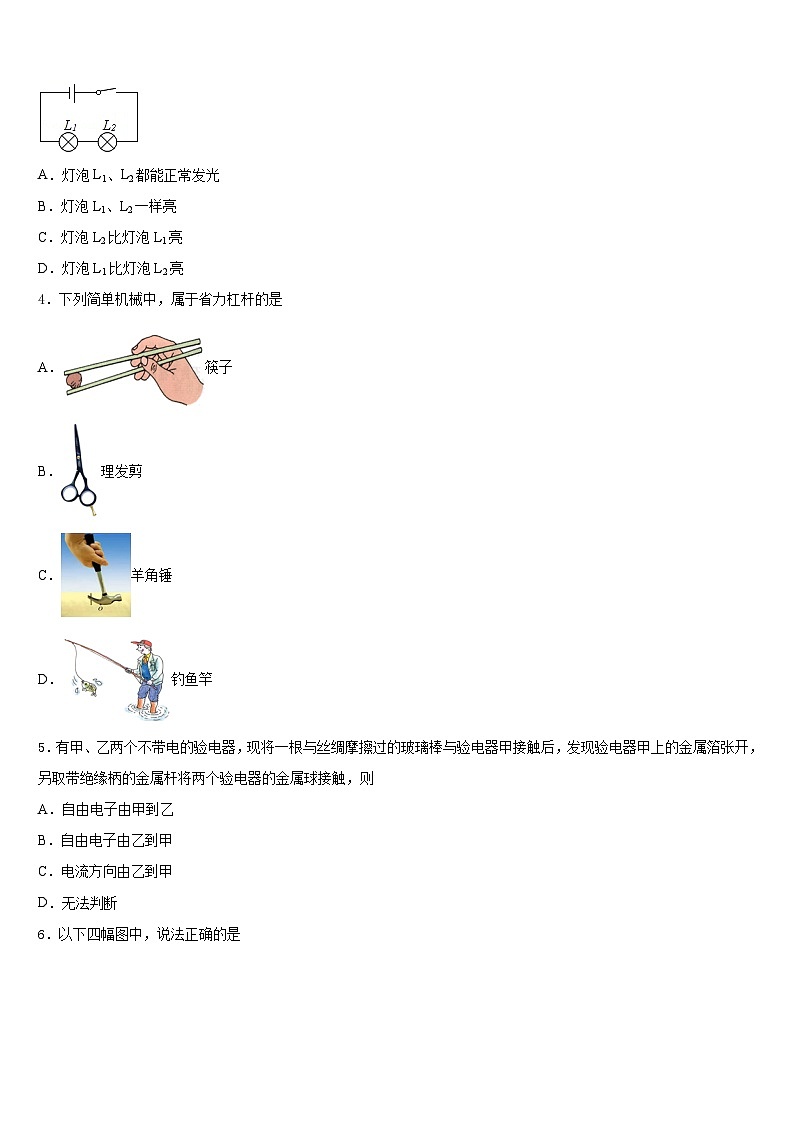 2023-2024学年上海市娄山中学物理九上期末综合测试试题含答案02