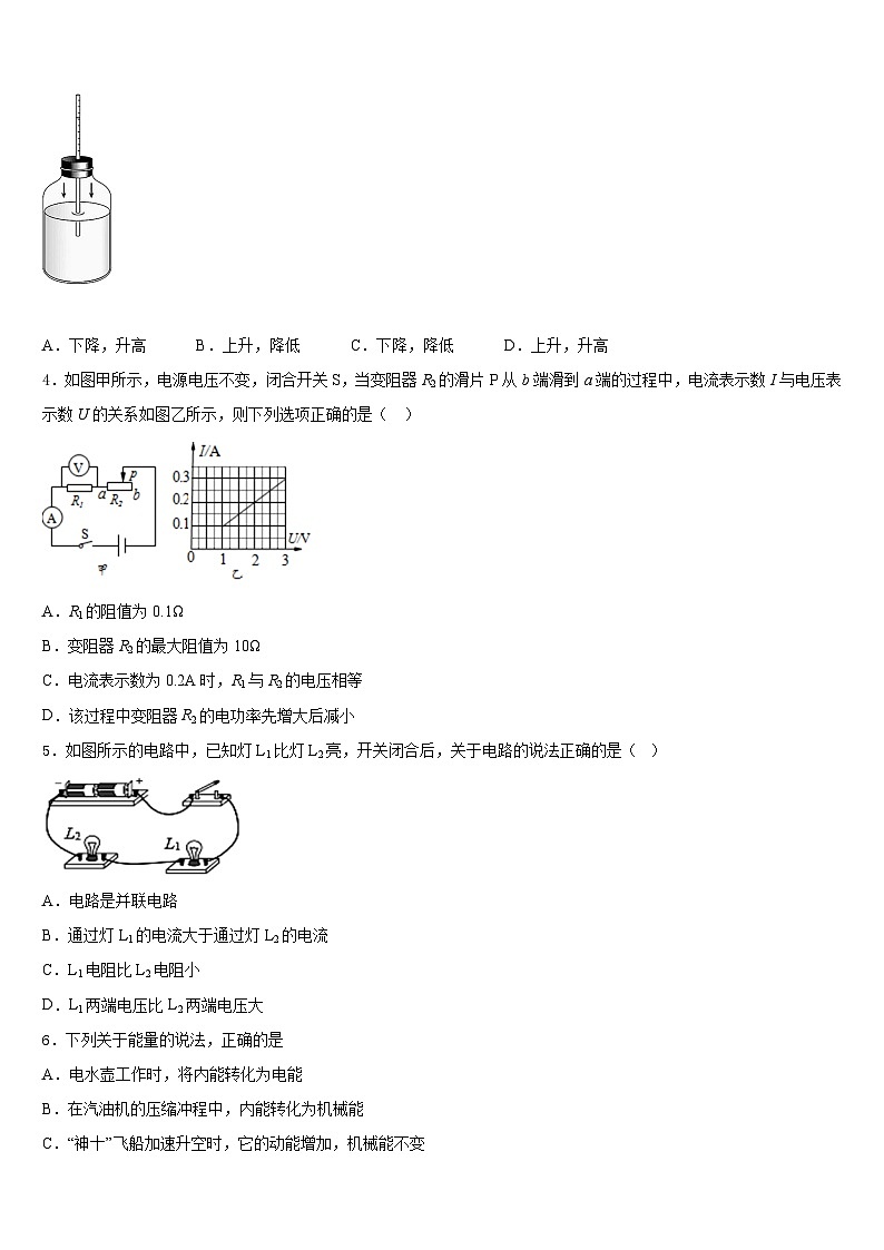 福建省泉州市永春县2023-2024学年物理九上期末质量检测试题含答案02