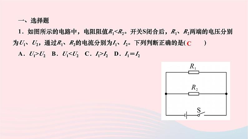 2024九年级物理下册期末复习一欧姆定律作业课件新版北师大版02