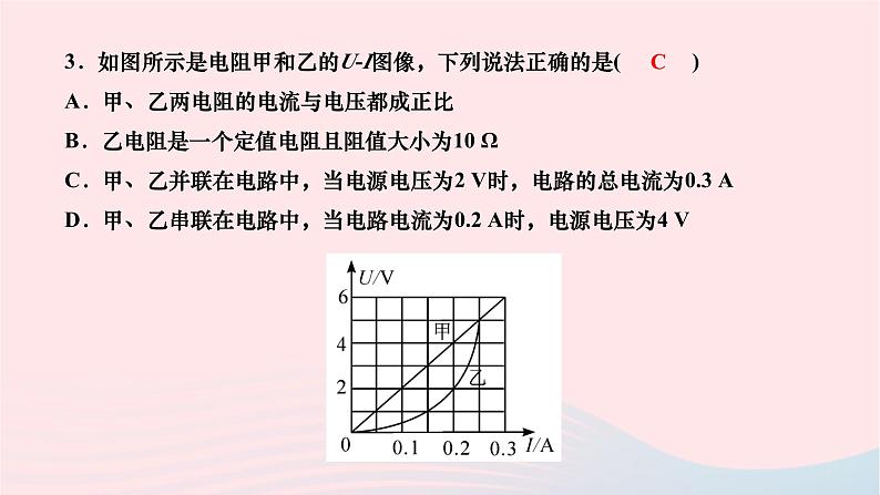 2024九年级物理下册期末复习一欧姆定律作业课件新版北师大版04