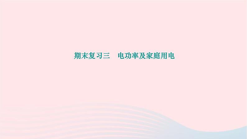 2024九年级物理下册期末复习三电功率及家庭用电作业课件新版北师大版01