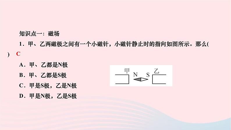 2024九年级物理下册第十四章磁现象14.2磁场作业课件新版北师大版第2页