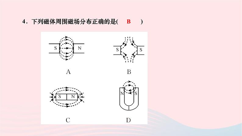 2024九年级物理下册第十四章磁现象14.2磁场作业课件新版北师大版第5页