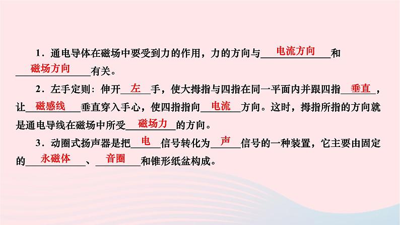 2024九年级物理下册第十四章磁现象14.5磁吃通电导线的作用力作业课件新版北师大版02