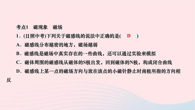 2024九年级物理下册第十四章磁现象高频考点专练作业课件新版北师大版02