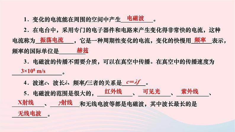 2024九年级物理下册第十五章怎样传递信息__通信技术简介15.1电磁波作业课件新版北师大版03