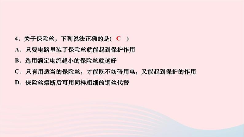 2024九年级物理全册第十九章生活用电第二节家庭电路中电流过大的原因作业课件新版新人教版08