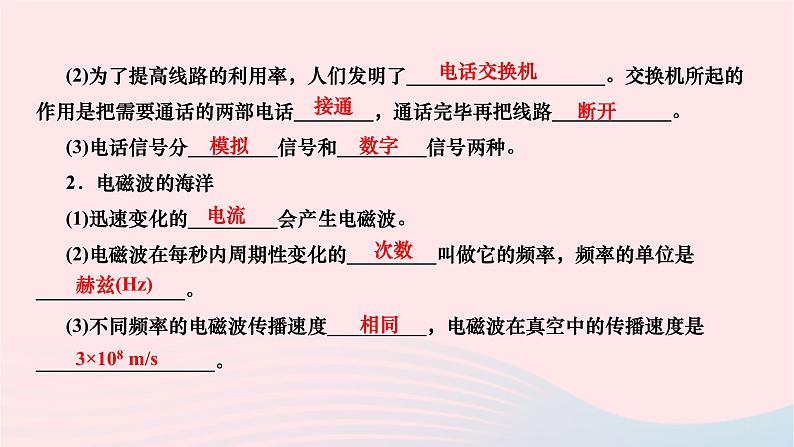 2024九年级物理全册第二十一章信息的传递本章复习与训练作业课件新版新人教版03