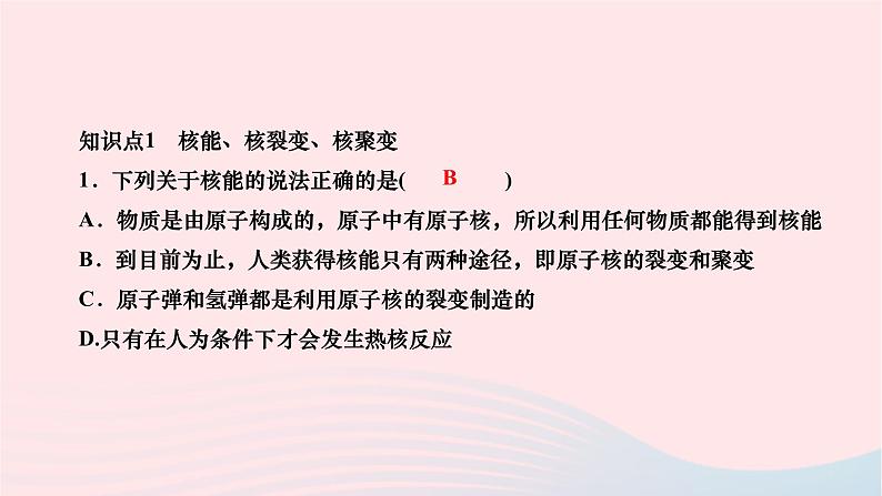 2024九年级物理全册第二十二章能源与可持续发展第二节核能作业课件新版新人教版03