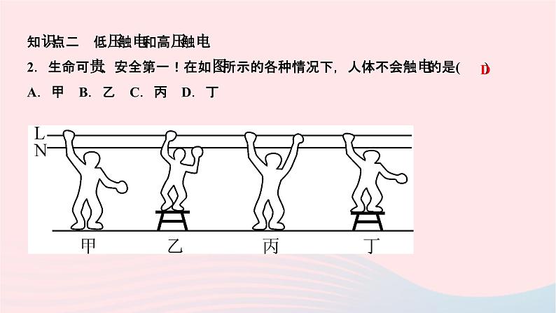 2024九年级物理下册第九章家庭用电9.3安全用电与保护作业课件新版教科版06