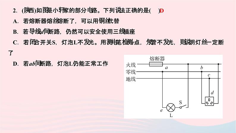 2024九年级物理下册第九章家庭用电一周一练作业课件新版教科版03