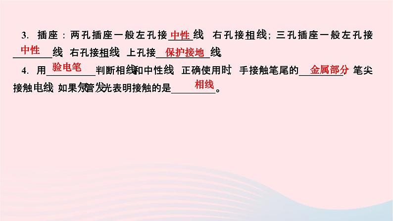 2024九年级物理下册第九章家庭用电本章复习与训练作业课件新版教科版03