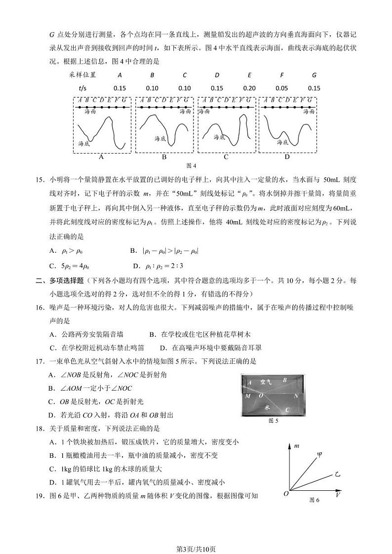 北京海淀区2023-2024初二上学期期末物理试卷及答案03