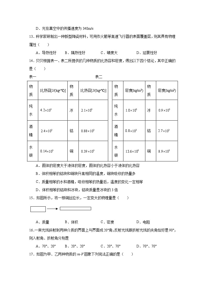 河北省秦皇岛市青龙满族自治县2023-2024学年八年级上学期1月期末物理模拟试题（含答案）第3页