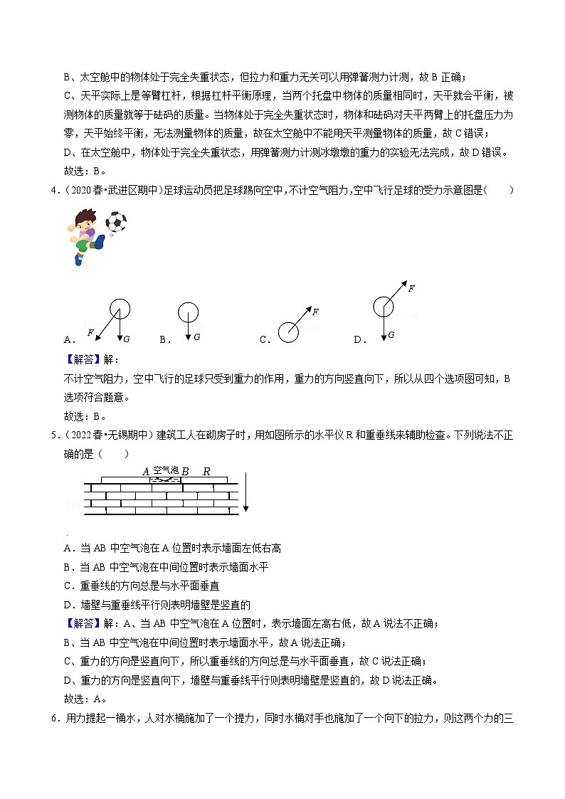 8.2重力 力的示意图(解析版)-八年级物理下册同步精品课堂（苏科版） - 第2页