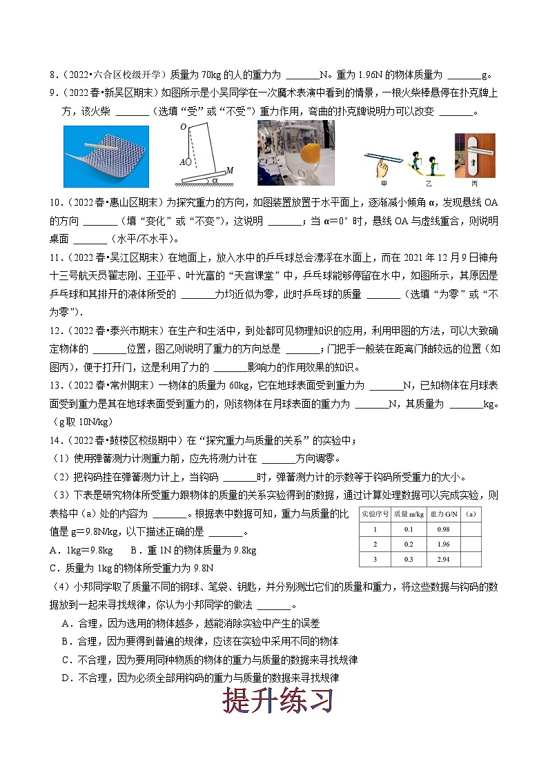 8.2重力 力的示意图(原卷版)-八年级物理下册同步精品课堂（苏科版）第2页