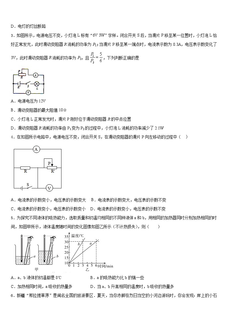 2023-2024学年四川省成都七中学育才学校物理九年级第一学期期末综合测试试题含答案第2页