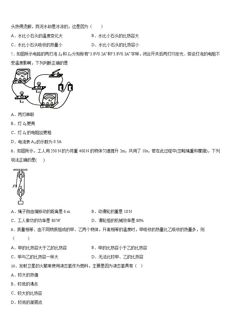 2023-2024学年四川省成都七中学育才学校物理九年级第一学期期末综合测试试题含答案第3页