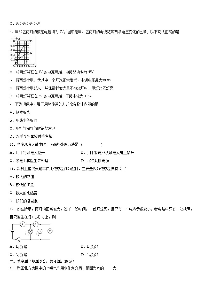2023-2024学年四川省成都市八中九上物理期末综合测试试题含答案第3页