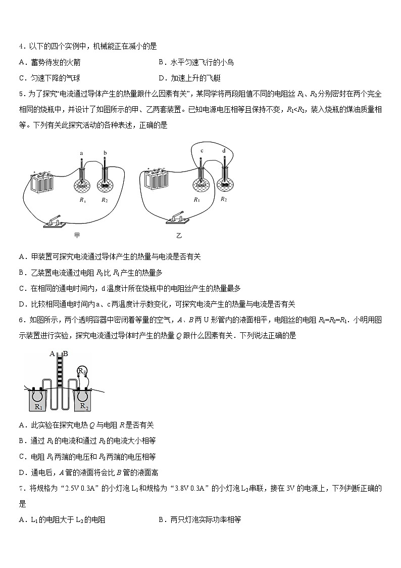 2023-2024学年四川省成都市龙泉驿区九上物理期末联考试题含答案第2页