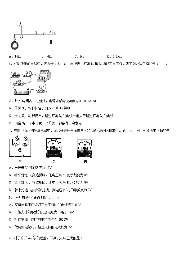 2023-2024学年四川省成都市简阳市九上物理期末监测模拟试题含答案02