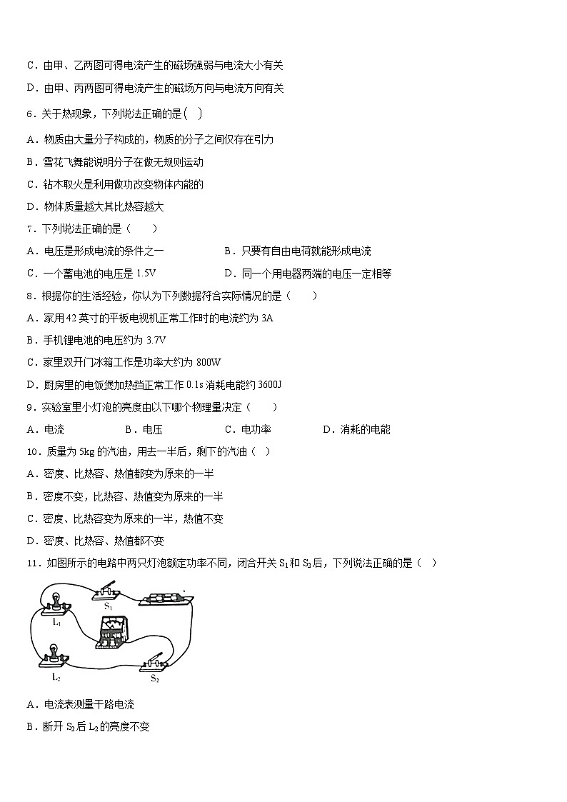 2023-2024学年四川省眉山市百坡初级中学九年级物理第一学期期末调研模拟试题含答案第3页