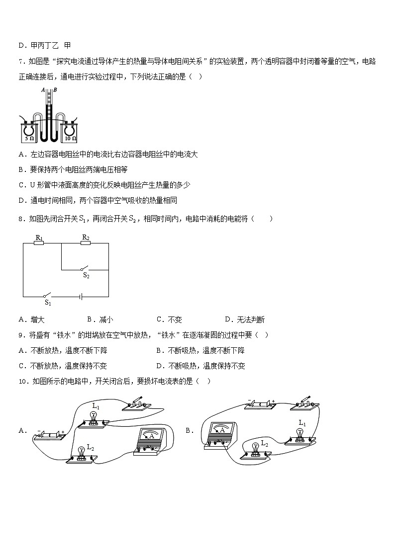 2023-2024学年四川省眉山市东坡区苏辙中学物理九年级第一学期期末检测试题含答案第3页