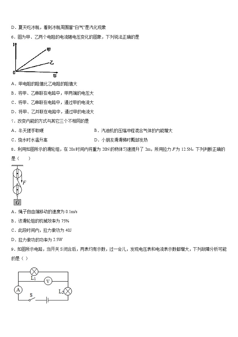 2023-2024学年安徽安庆物理九年级第一学期期末监测模拟试题含答案02