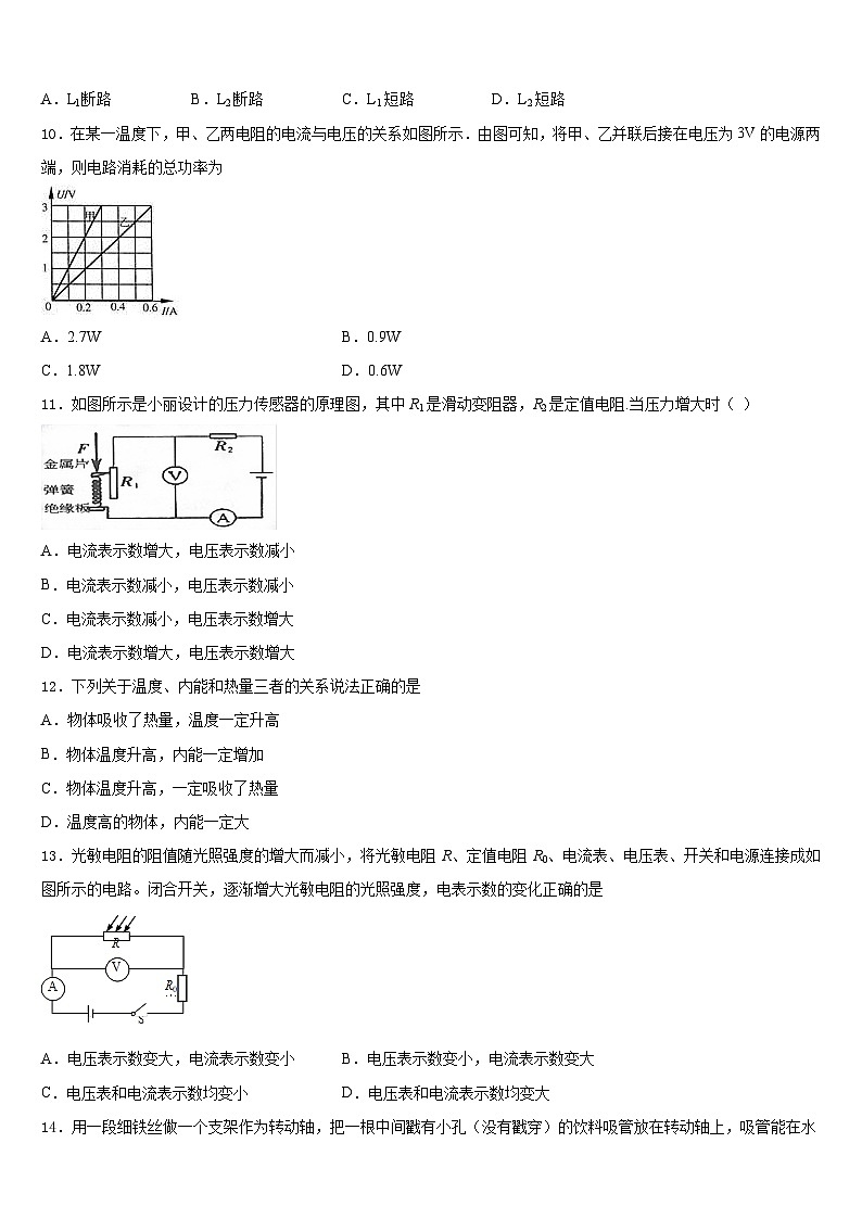 2023-2024学年安徽安庆物理九年级第一学期期末监测模拟试题含答案03