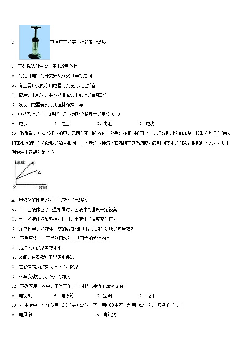 2023-2024学年如皋八校联考九年级物理第一学期期末复习检测模拟试题含答案第3页