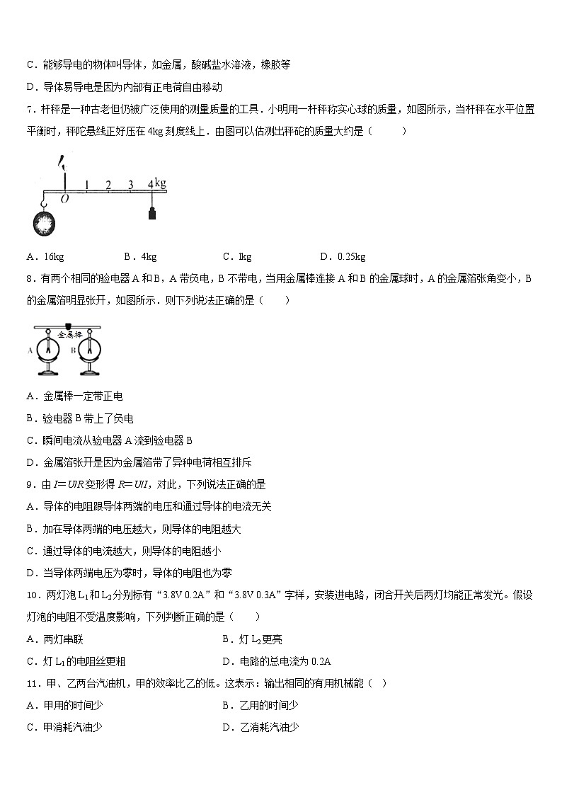 2023-2024学年安徽省合肥市五十中学物理九年级第一学期期末达标检测试题含答案03