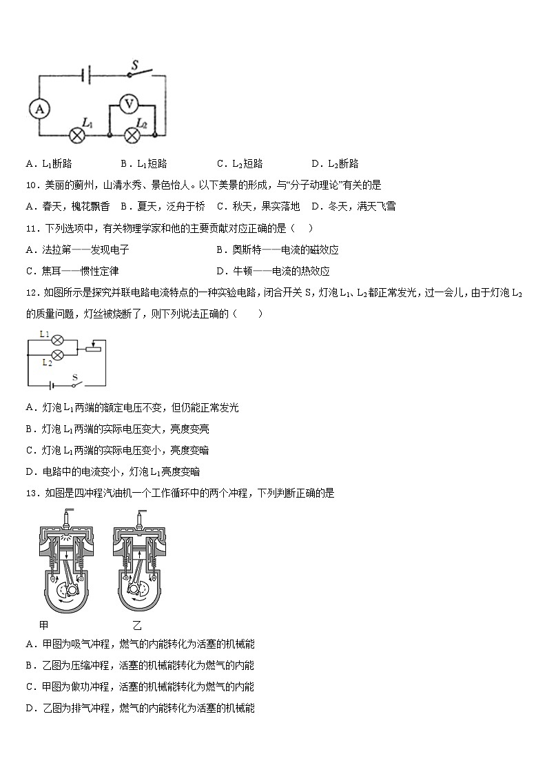 2023-2024学年安徽省合肥市四十五中学芙蓉分校物理九上期末统考模拟试题含答案第3页