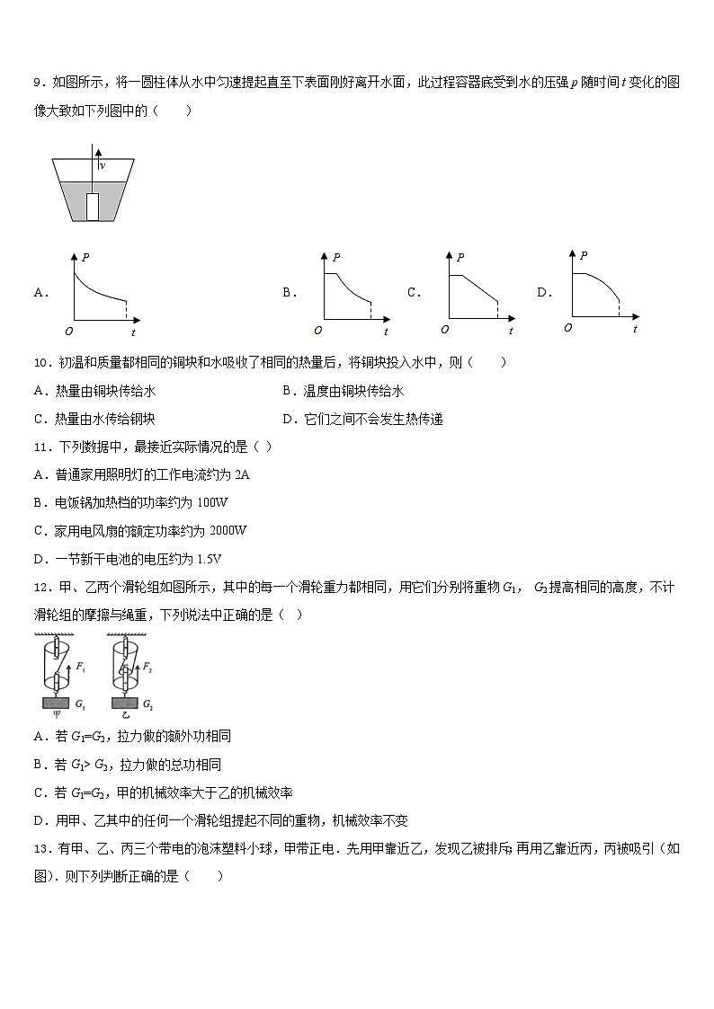 2023-2024学年安徽省宣城市宣州区雁翅学校九上物理期末质量检测模拟试题含答案03