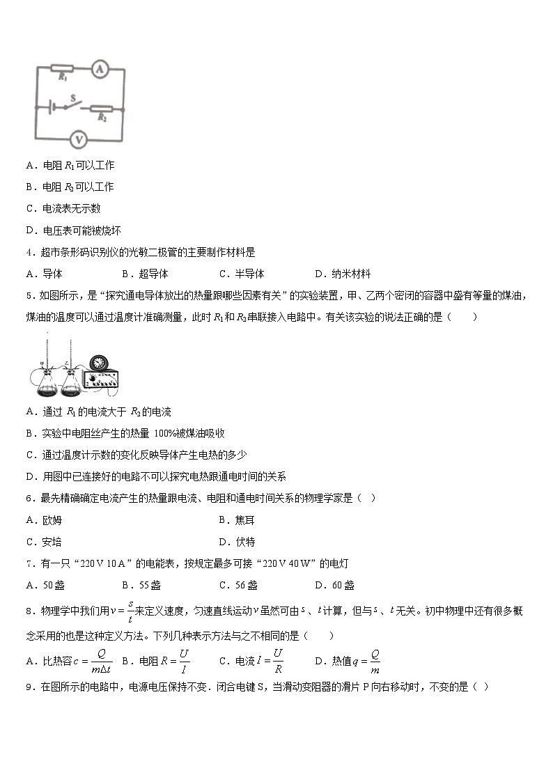 2023-2024学年安徽省宿州市第十一中学物理九年级第一学期期末检测模拟试题含答案第2页
