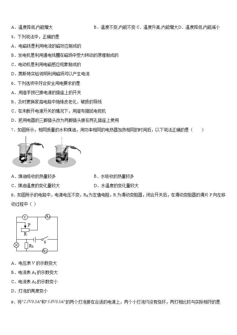 2023-2024学年安徽省合肥市蜀山区九年级物理第一学期期末质量检测试题含答案第2页