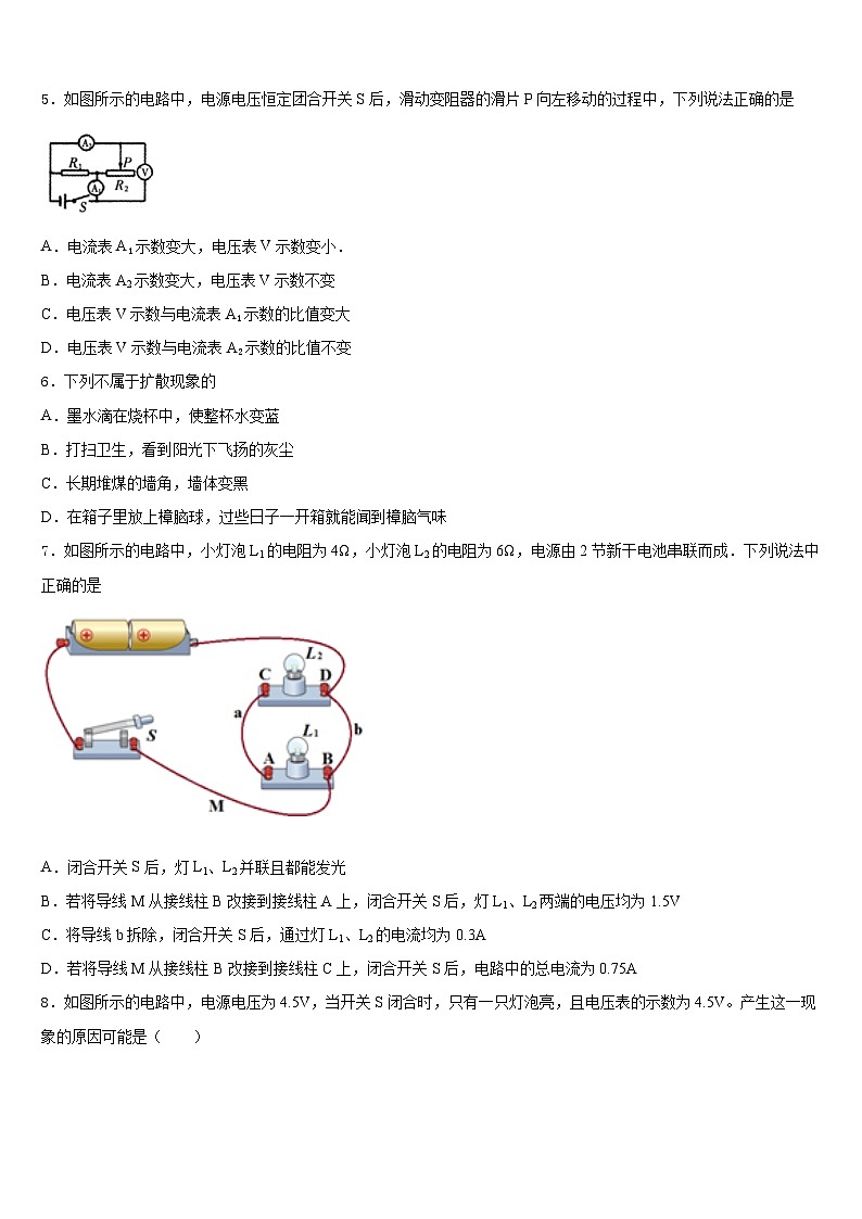 2023-2024学年山东省德州市经开区物理九上期末学业质量监测试题含答案02