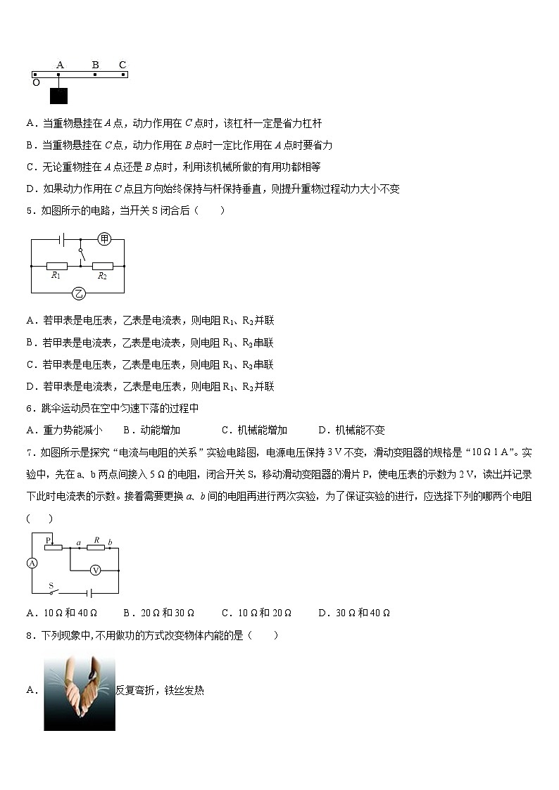 2023-2024学年山东省德州市禹城市九上物理期末质量跟踪监视试题含答案02