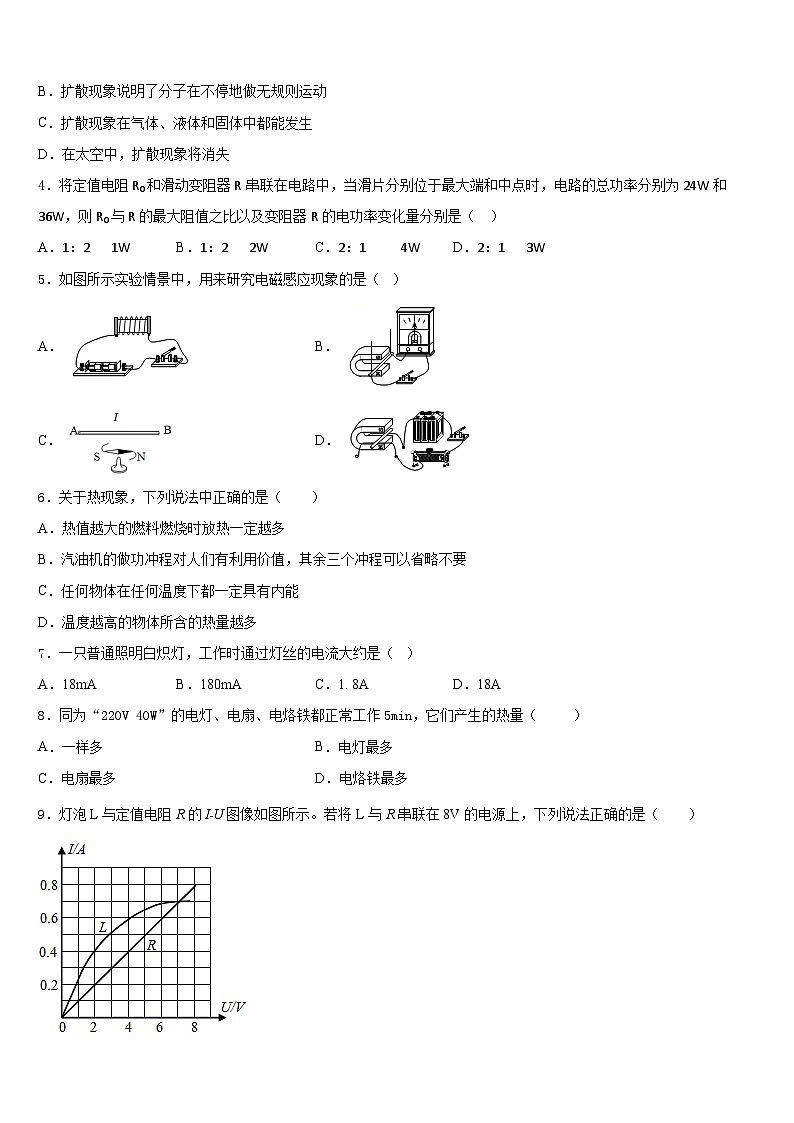 2023-2024学年山东省滨州市博兴县物理九年级第一学期期末综合测试模拟试题含答案第2页