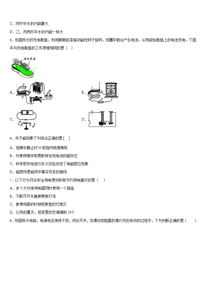 2023-2024学年山东省滨州市阳信县九年级物理第一学期期末达标测试试题含答案02
