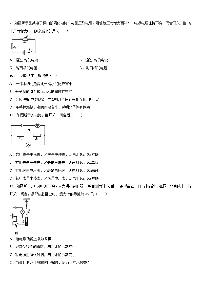 2023-2024学年山东省济南市莱芜区物理九年级第一学期期末质量跟踪监视模拟试题含答案03