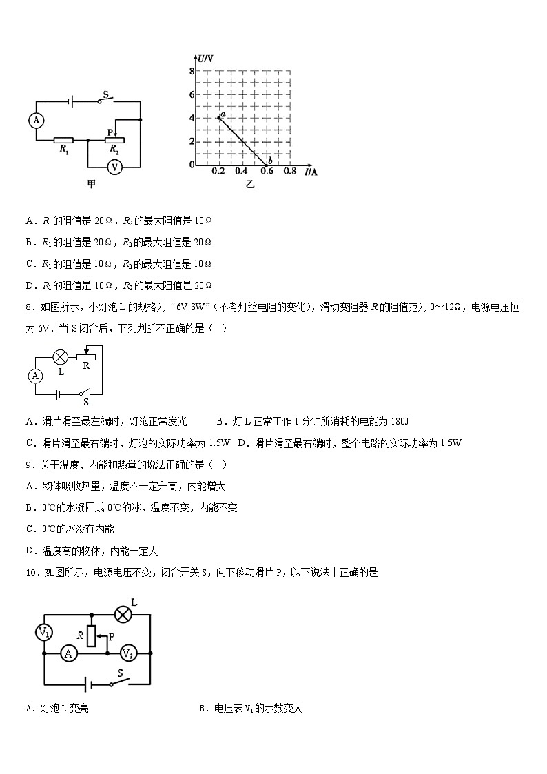 2023-2024学年山东省潍坊市安丘市九年级物理第一学期期末调研试题含答案03