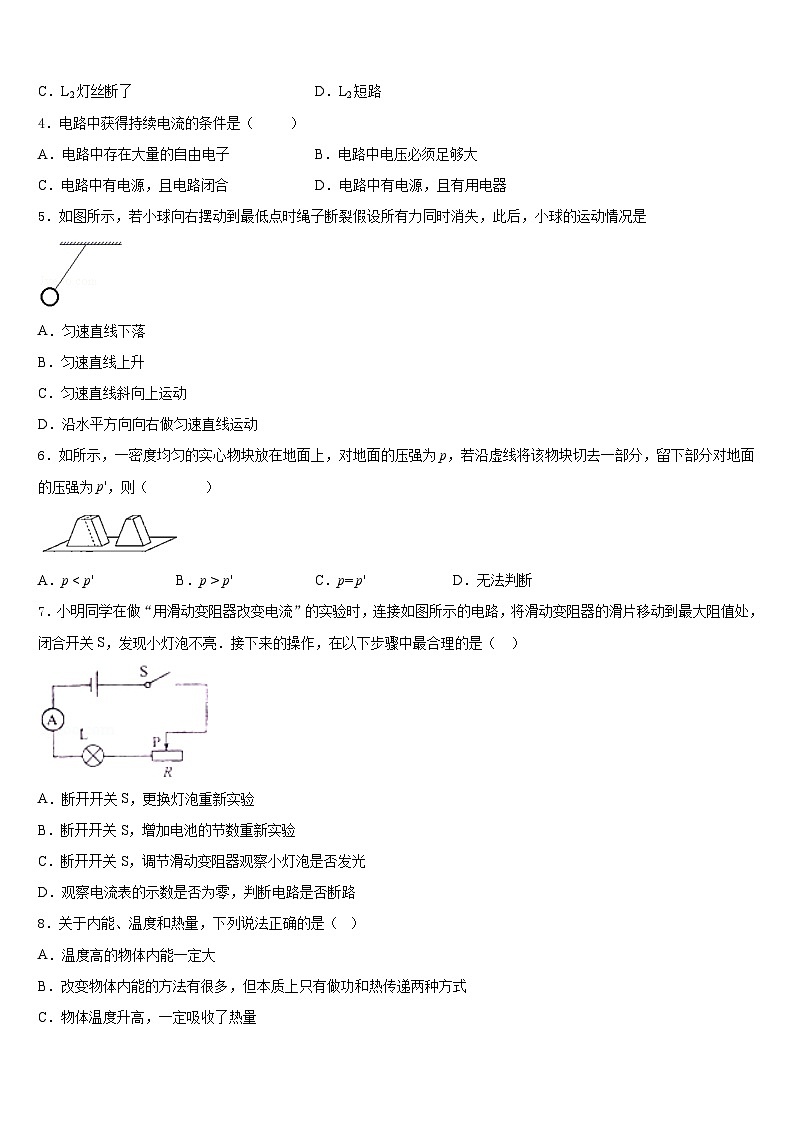 2023-2024学年山东省菏泽牡丹区六校联考九年级物理第一学期期末预测试题含答案第2页