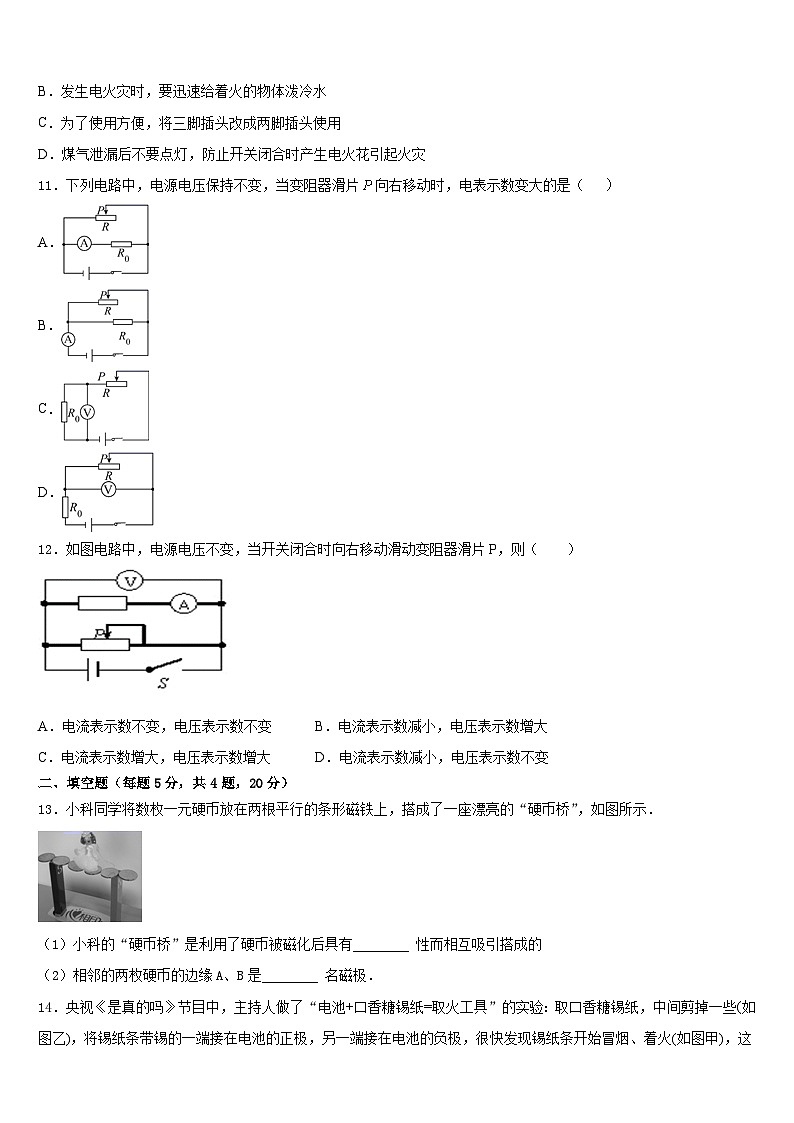 2023-2024学年山东省青岛市市北区物理九年级第一学期期末达标检测试题含答案第3页