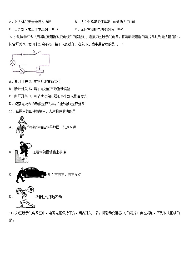 2023-2024学年山东省莱芜市莱城区腰关中学物理九年级第一学期期末预测试题含答案03