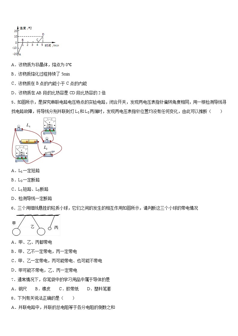 2023-2024学年山东省郯城县物理九上期末调研模拟试题含答案第2页