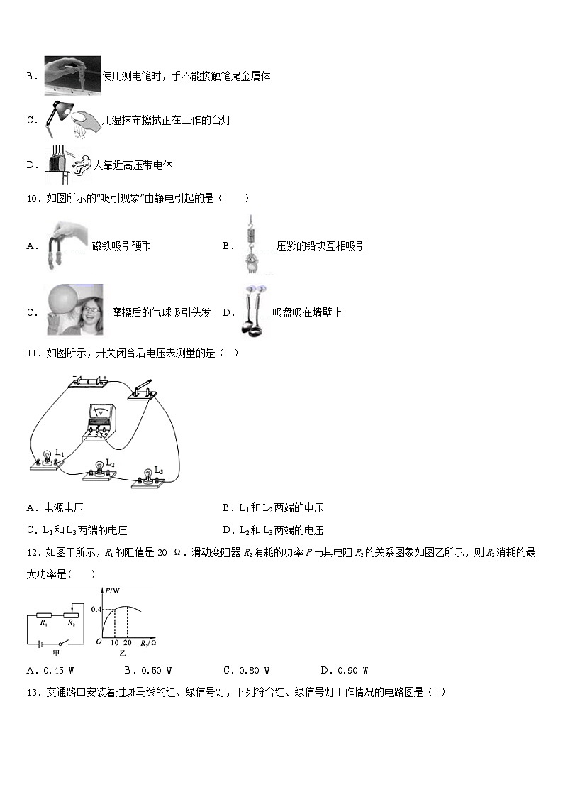 2023-2024学年山东省青岛大附属中学物理九年级第一学期期末考试模拟试题含答案第3页