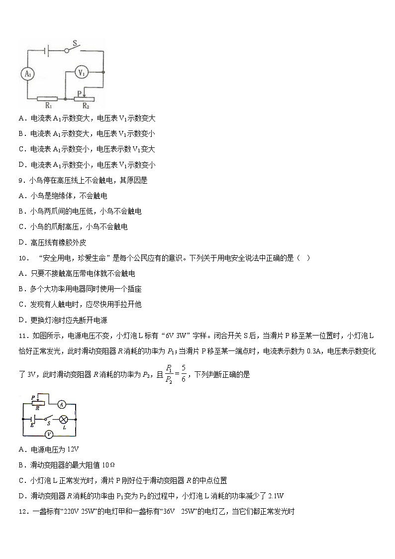 2023-2024学年宁夏大附属中学九上物理期末学业水平测试试题含答案第3页