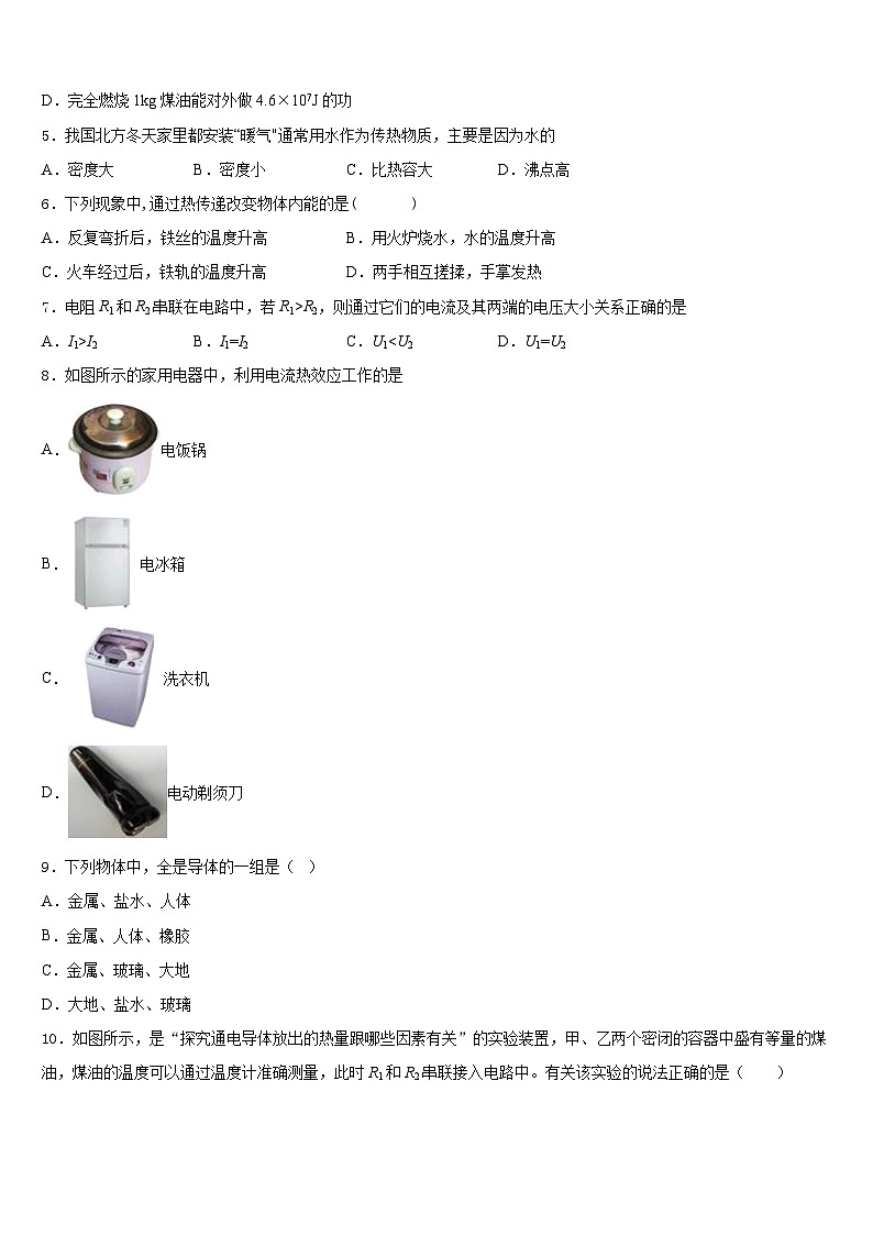 2023-2024学年山东省青岛十五中学九年级物理第一学期期末学业水平测试模拟试题含答案第2页